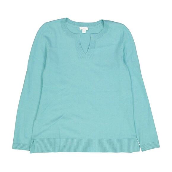 J Jill Women’s Henley Split Neck Cotton Blend Sweater Aqua Size Sz Large - Picture 1 of 8